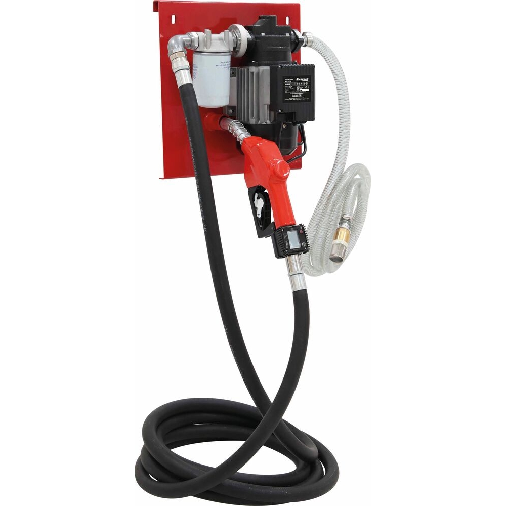 Pompe à gasoil 230V 100 l/min avec pistolet automatique/volucompteur digital/filtre - station murale DRAKKAR - 56145