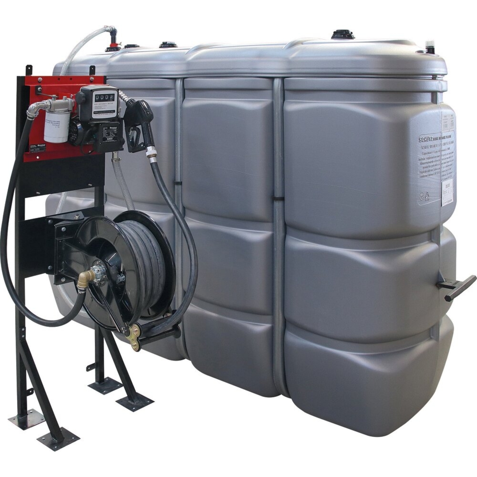 Cuve de stockage gasoil PEHD DP 2000L avec kit support + station gasoil 60 l/min + enrouleur 10m Ø 20mm DRAKKAR EQUIPEMENT - 56365
