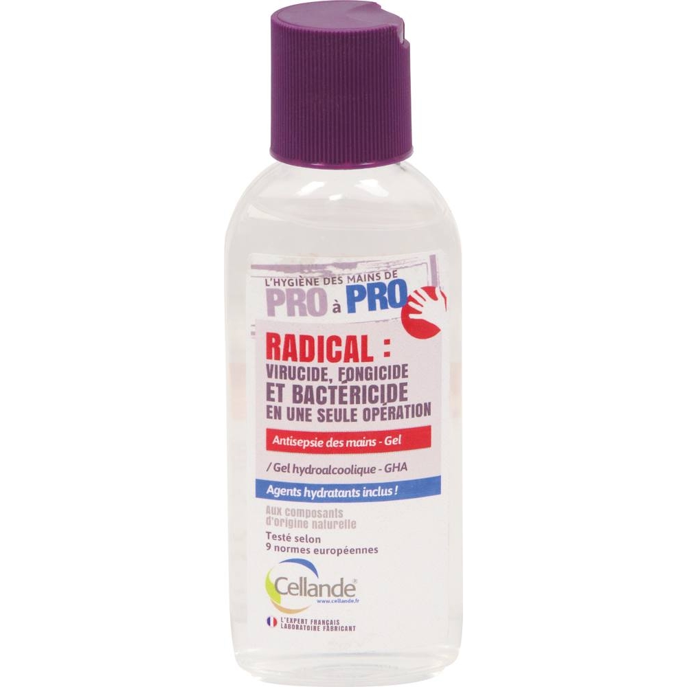 Gel hydroalcoolique virucide EN 14476 - flacon de 100ml CELLANDE - 57500