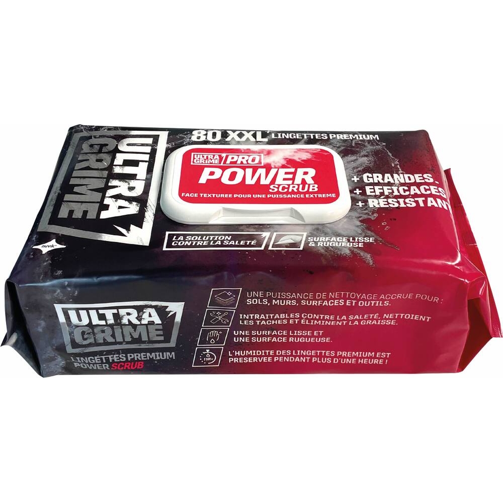 Boîte de 80 lingettes XXL ultra résistante PRO POWER SCRUB-format 38x25cm ULTRA GRIME - 57560