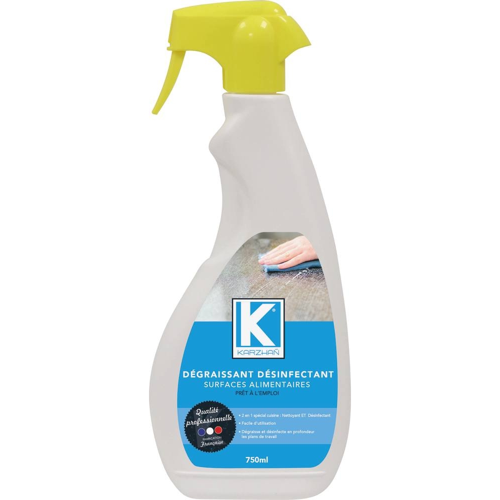 Désinfectant et dégraissant pour surfaces alimentaires - flacon spray 750ml KARZHAN - 57613