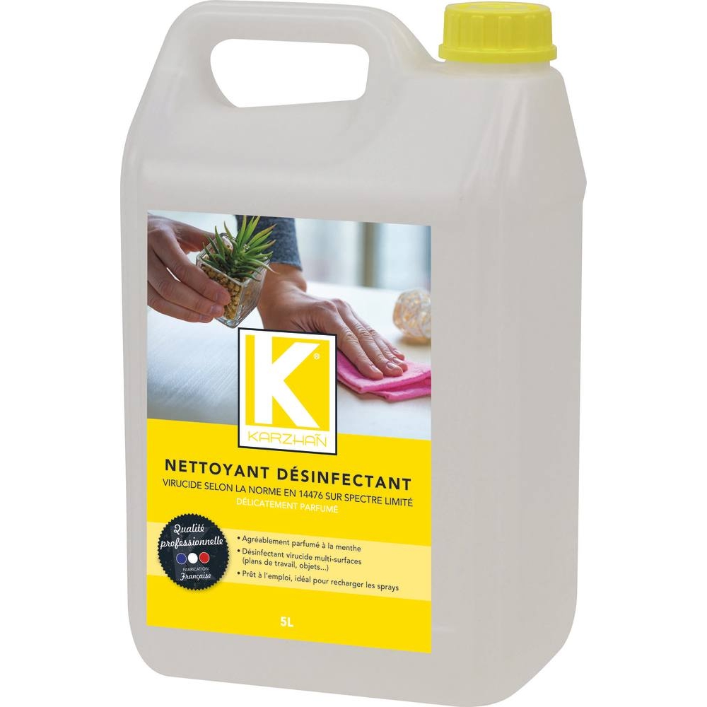 Désinfectant et nettoyant multi-surfaces virucide parfum menthe - bidon de 5L KARZHAN - 57617