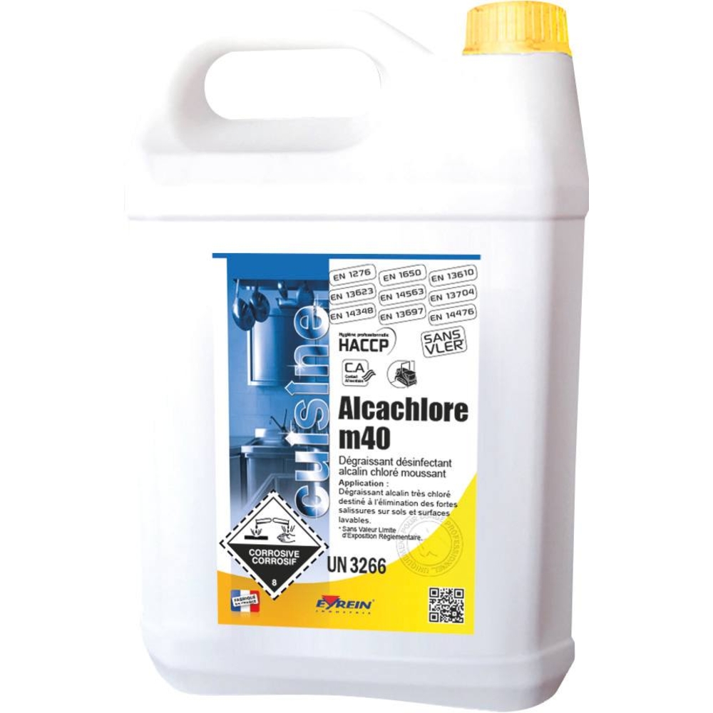 Désinfectant dégraissant chloré moussant virucide EN 14476 - bidon de 5L EYREIN - 57620