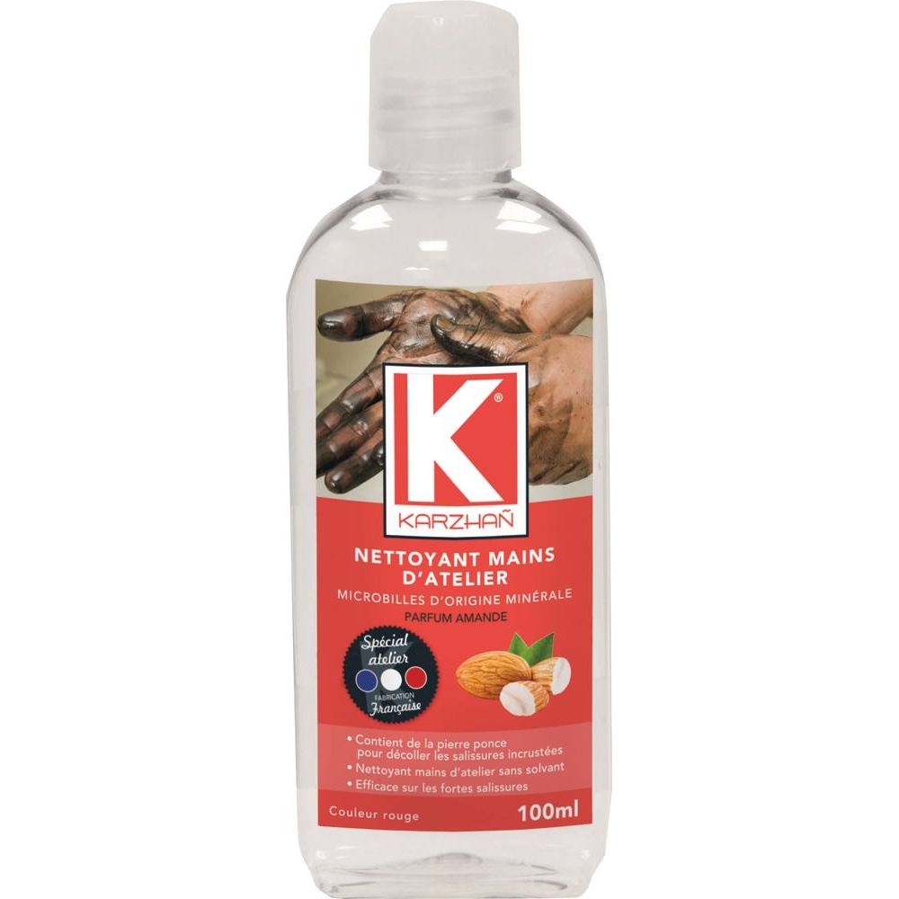 Nettoyant mains d'atelier rouge parfum amande - flacon de 100ml KARZHAN - 58110
