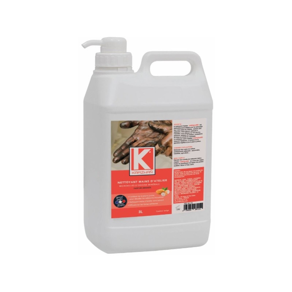 Nettoyant mains d'atelier rouge , parfum amande KARZHAN - 58115
