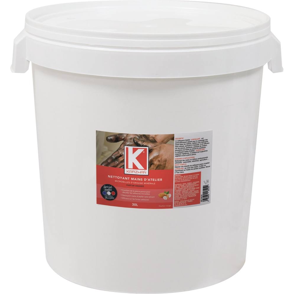 Nettoyant mains d'atelier rouge parfum amande - seau de 30L KARZHAN - 58125