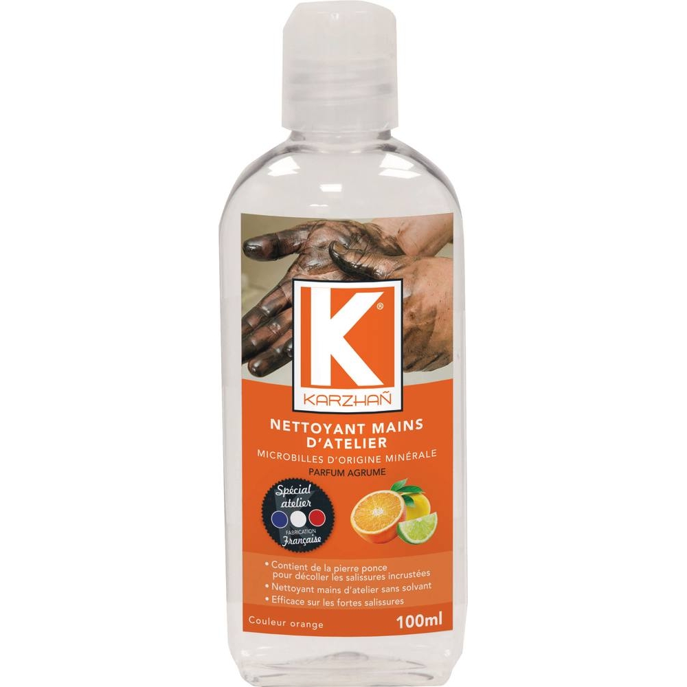 Nettoyant mains d'atelier orange parfum agrumes - flacon de 100ml KARZHAN - 58140