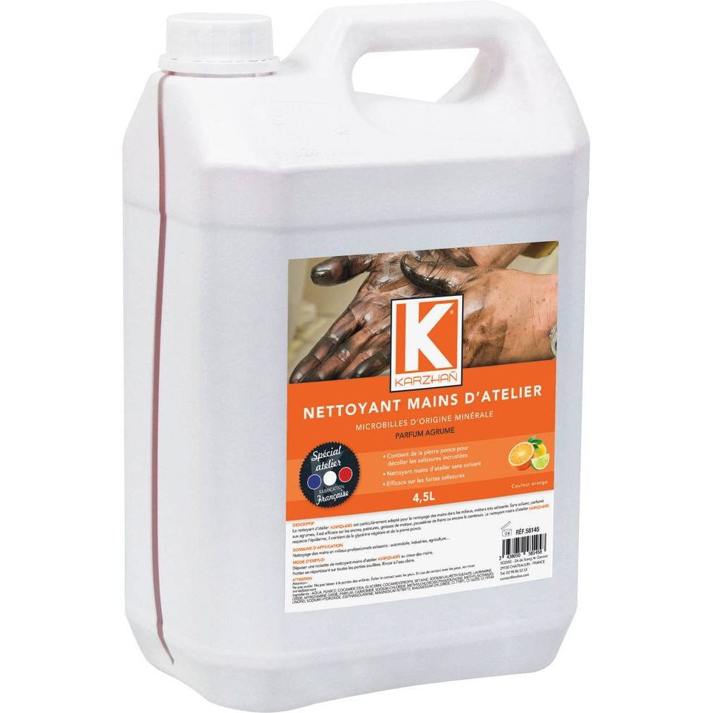 Nettoyant mains d'atelier orange parfum agrumes - bidon de 4,5L KARZHAN - 58145