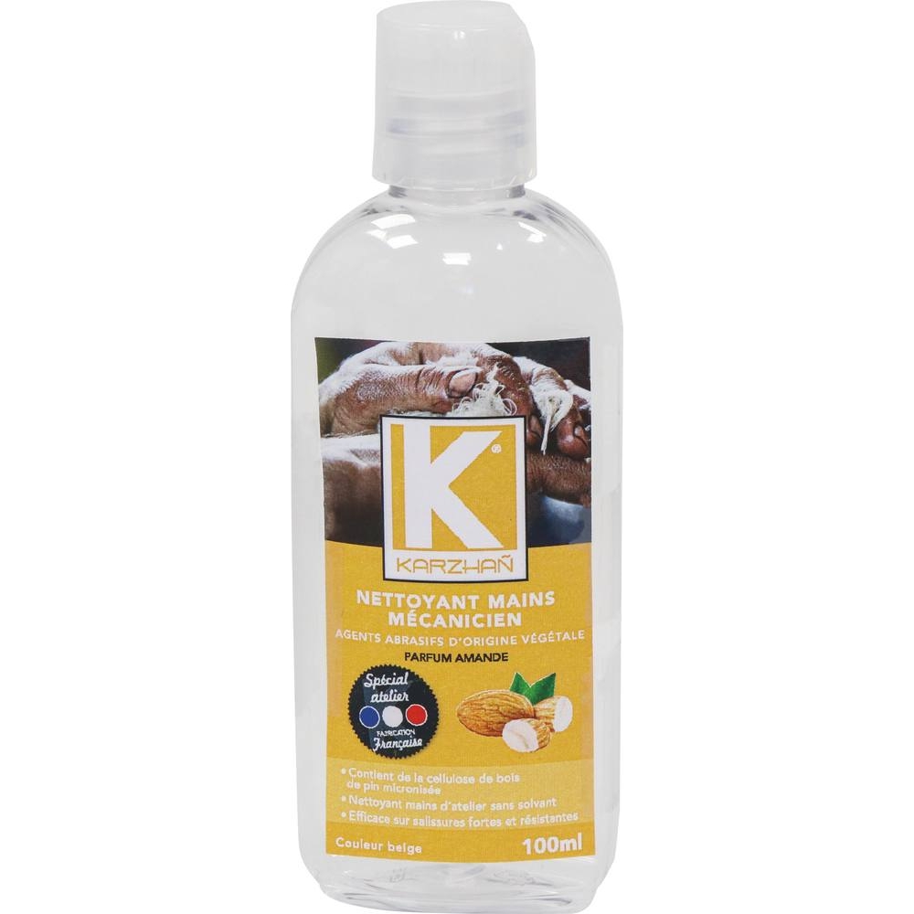 Nettoyant mains mécanicien beige parfum amande - flacon de 100ml KARZHAN - 58155