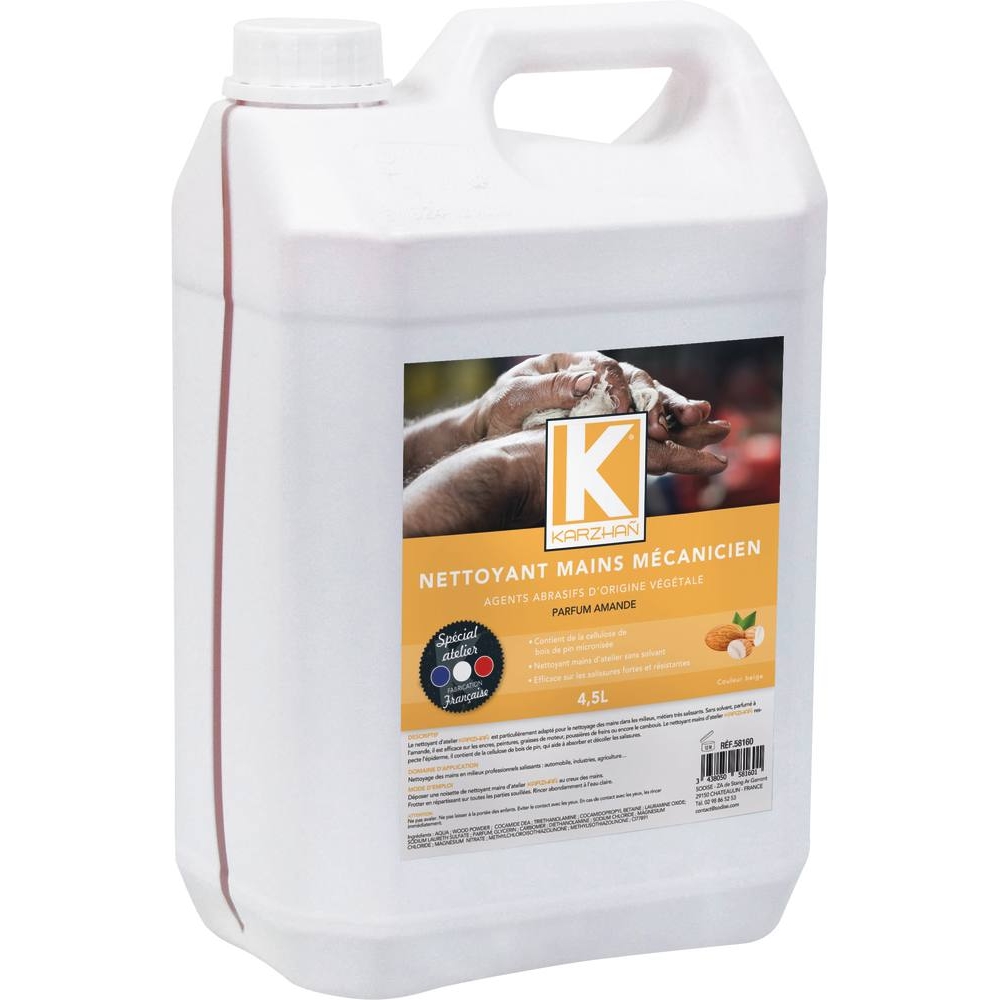 Nettoyant mains mécanicien beige parfum amande - bidon de 4,5L KARZHAN - 58160