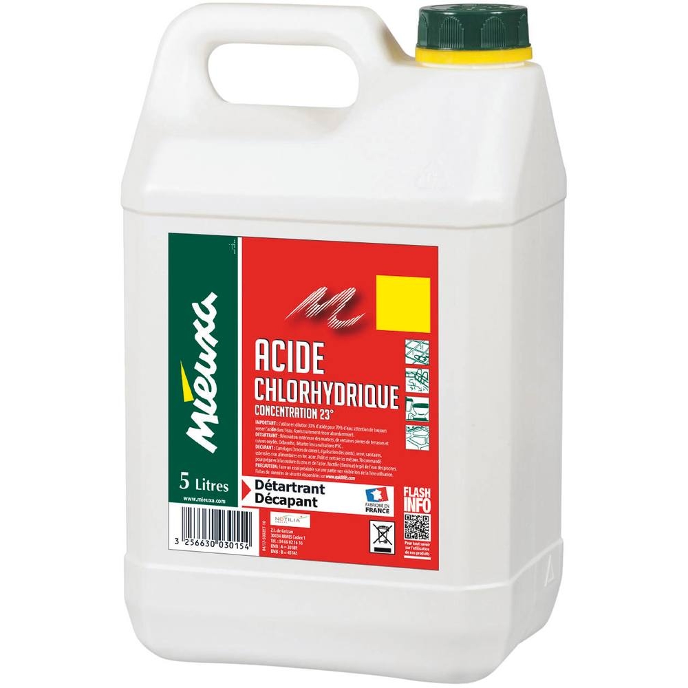 Acide chlorhydrique 23% - bidon de 5L MIEUXA - 58257