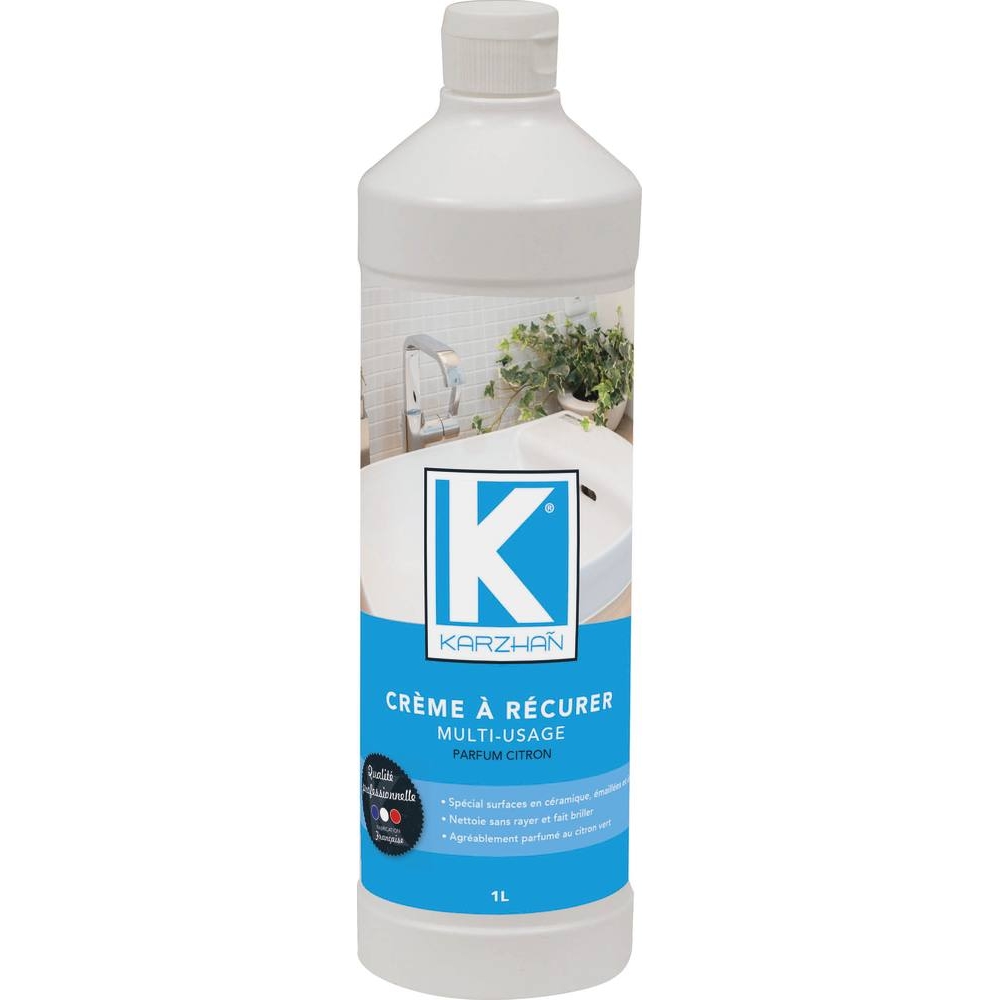 Crème à récurer spécial inox et vitro-céramique parfum citron vert - bouteille de 1L KARZHAN - 58650