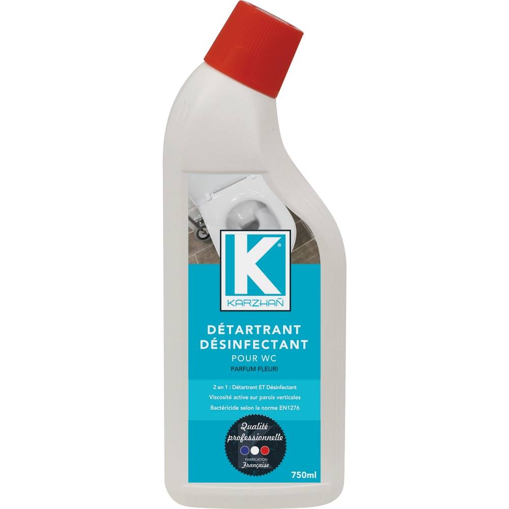 Détartrant désinfectant WC parfum fleuri - bouteille coudée de 750ml KARZHAN - 58700