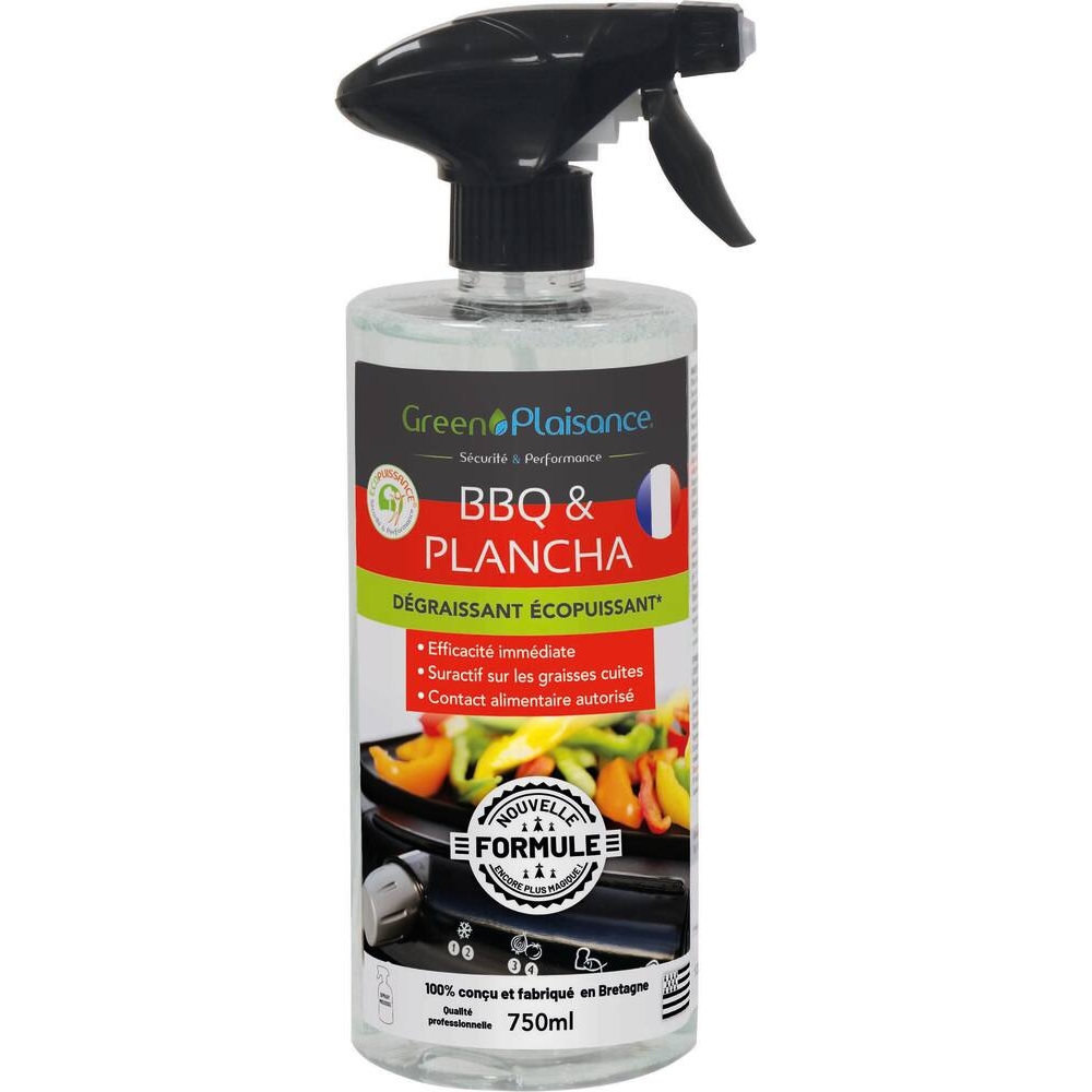Dégraissant écopuissant pour barbecue et plancha nouvelle formule - flacon spray de 750ml GREEN PLAISANCE - 60150
