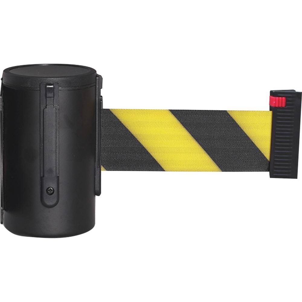 Dérouleur de sangle automatique jaune/noir 48mmx4,5m à fixer - 61557