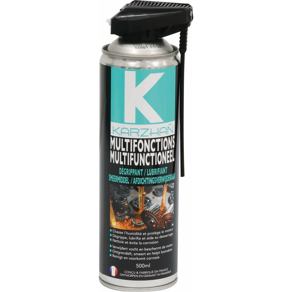 Dégrippant multifonctions avec tête 2 jets version néerlandais/belge - aérosol 500ml KARZHAN - 62025