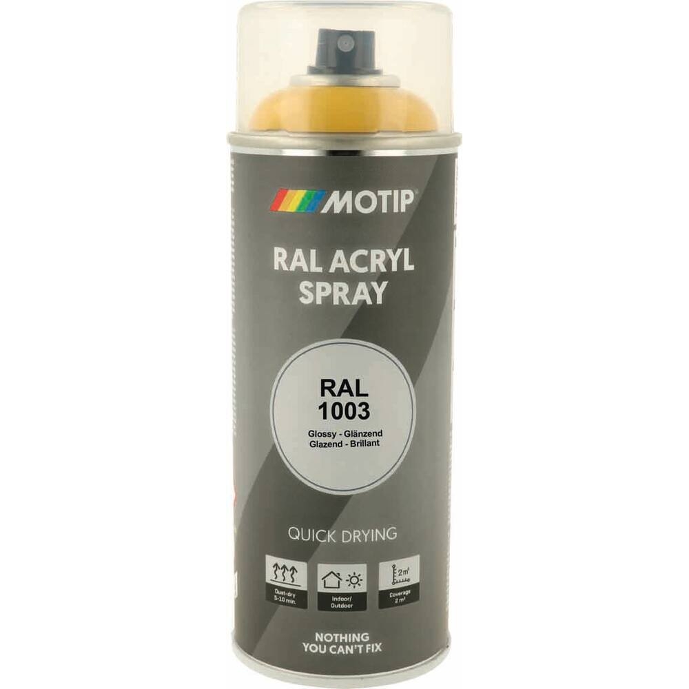 Peinture acrylique RAL 1003 jaune de sécurité - aérosol de 400ml MOTIP - 62601