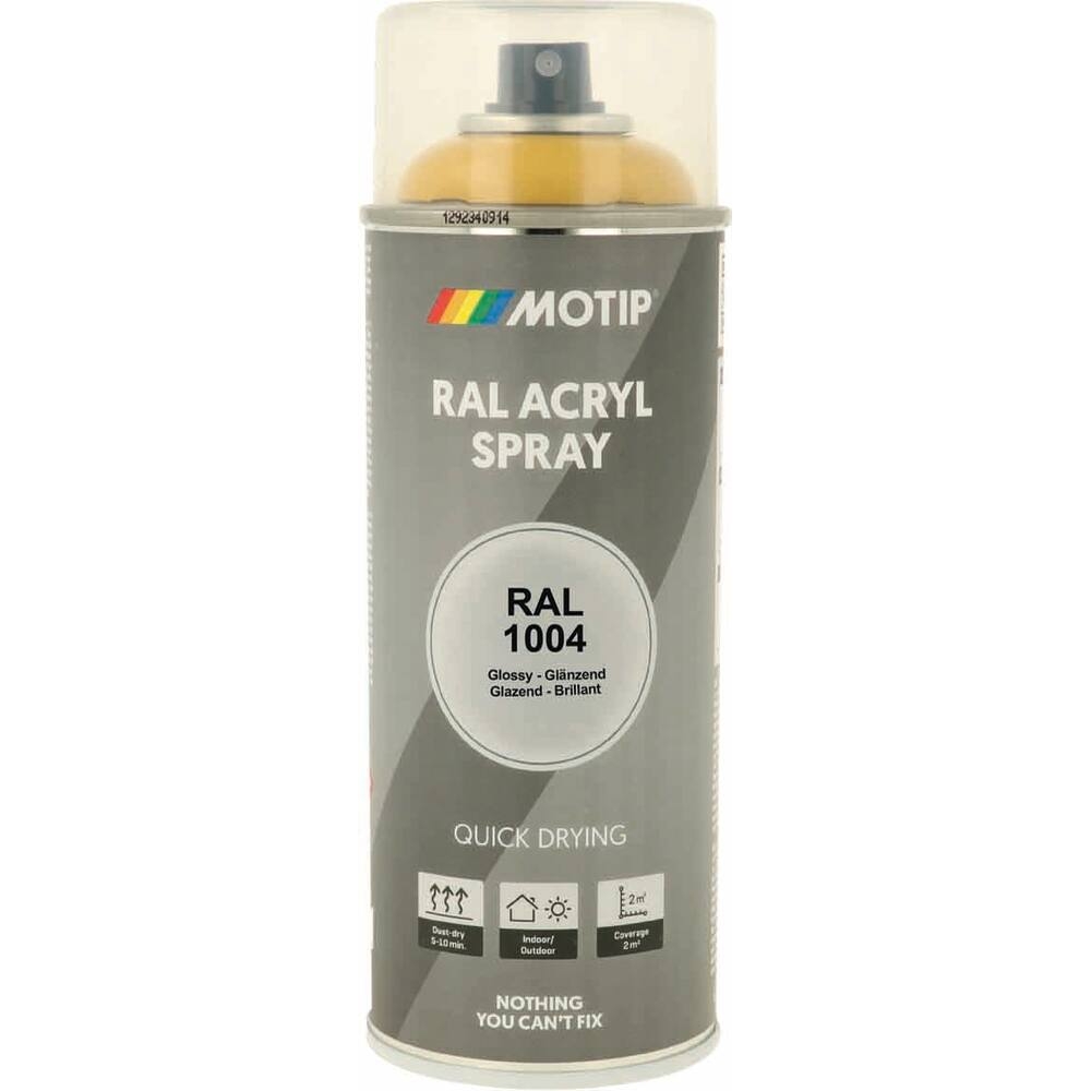 Peinture acrylique RAL 1004 jaune or - aérosol de 400ml MOTIP - 62602