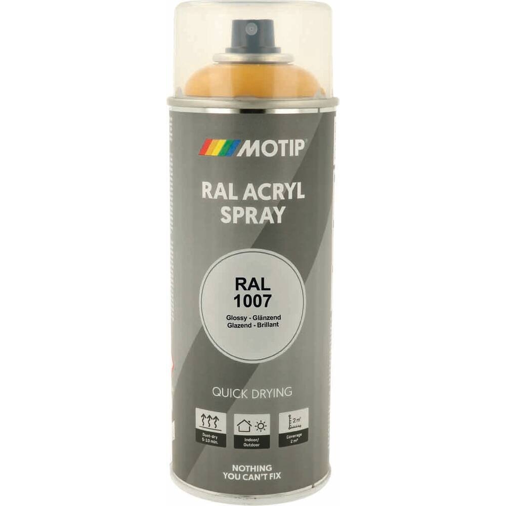 Peinture acrylique RAL 1007 jaune narcisse - aérosol de 400ml MOTIP - 62603