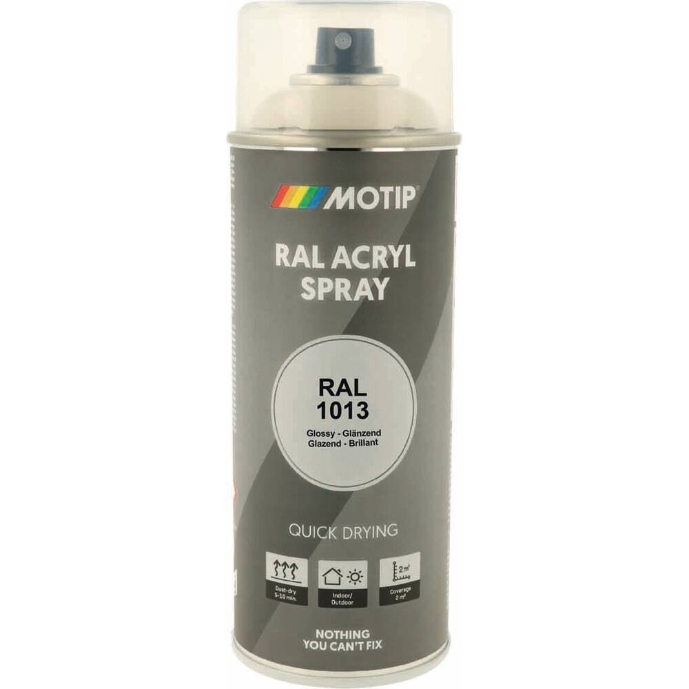 Peinture acrylique RAL 1013 blanc perlé - aérosol de 400ml MOTIP - 62604