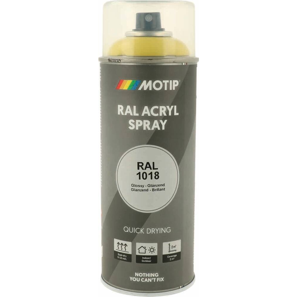Peinture acrylique RAL 1018 jaune zinc - aérosol de 400ml MOTIP - 62606