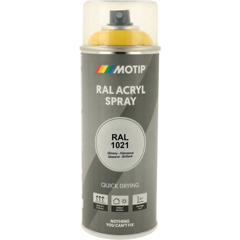 Peinture acrylique RAL 1021 jaune colza - aérosol de 400ml MOTIP - 62607
