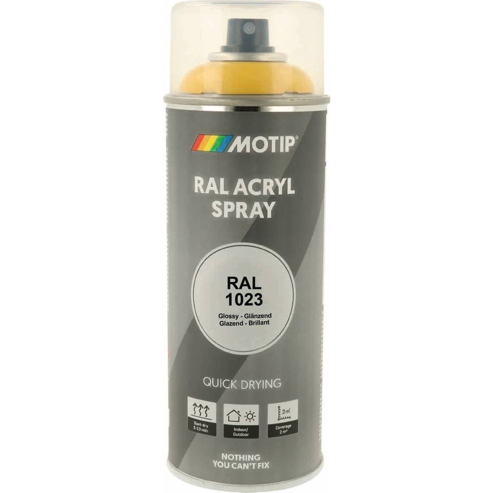 Peinture acrylique RAL 1023 jaune signalisation - aérosol de 400ml MOTIP - 62608