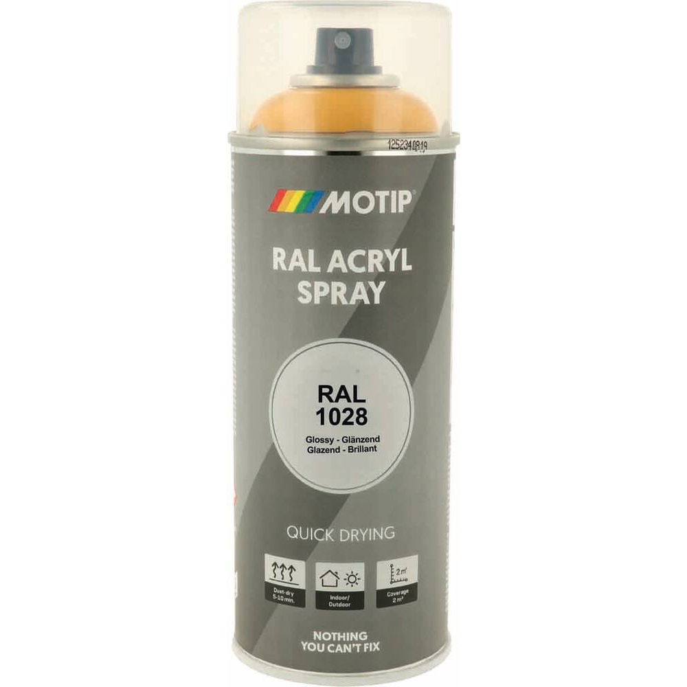 Peinture acrylique RAL 1028 jaune melon - aérosol de 400ml MOTIP - 62609
