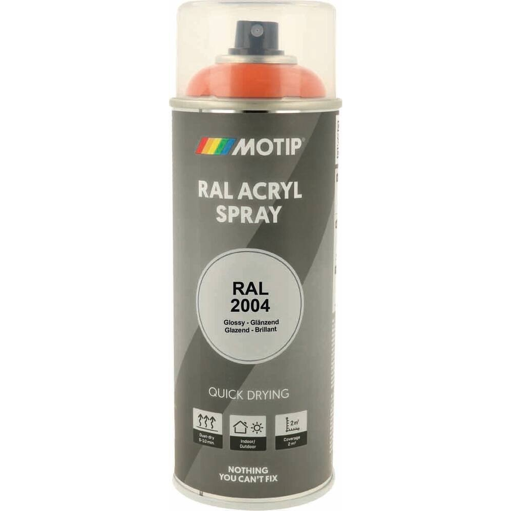 Peinture acrylique RAL 2004 orangé pur - aérosol de 400ml MOTIP - 62612