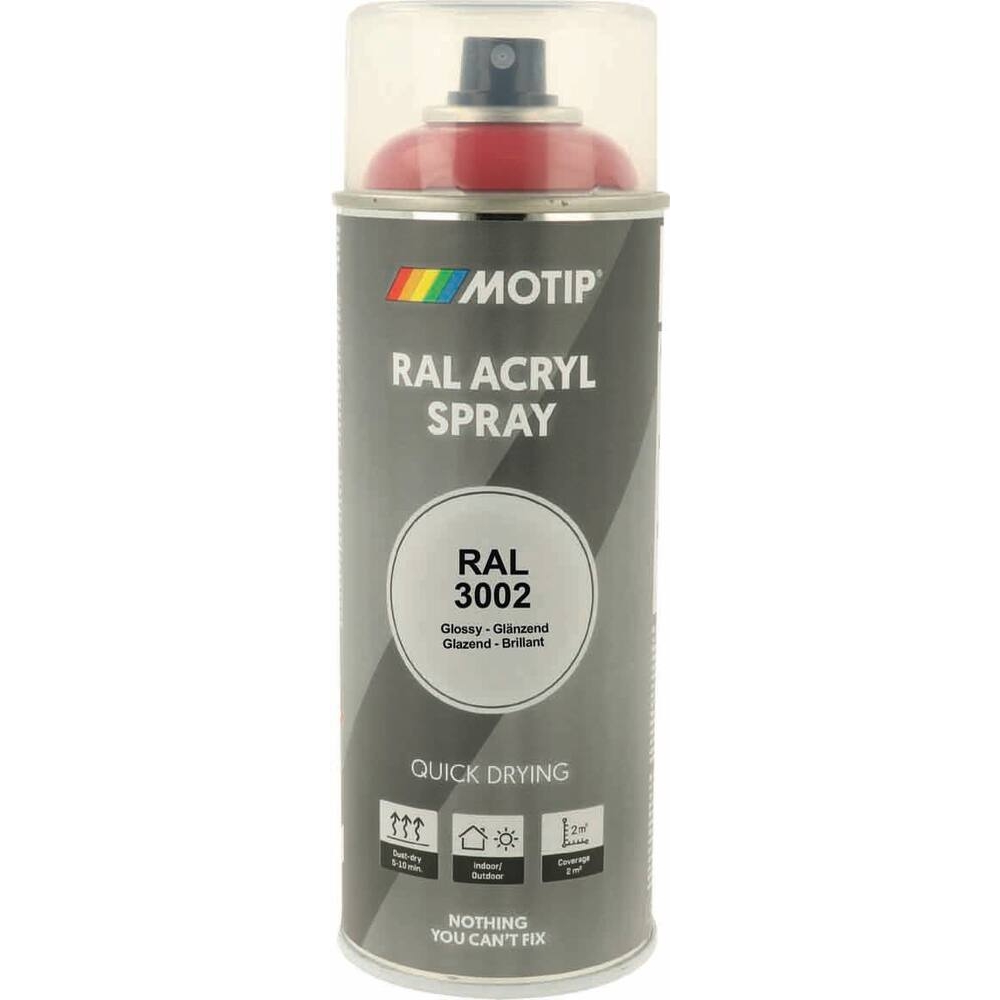 Peinture acrylique RAL 3002 rouge carmin - aérosol de 400ml MOTIP - 62615