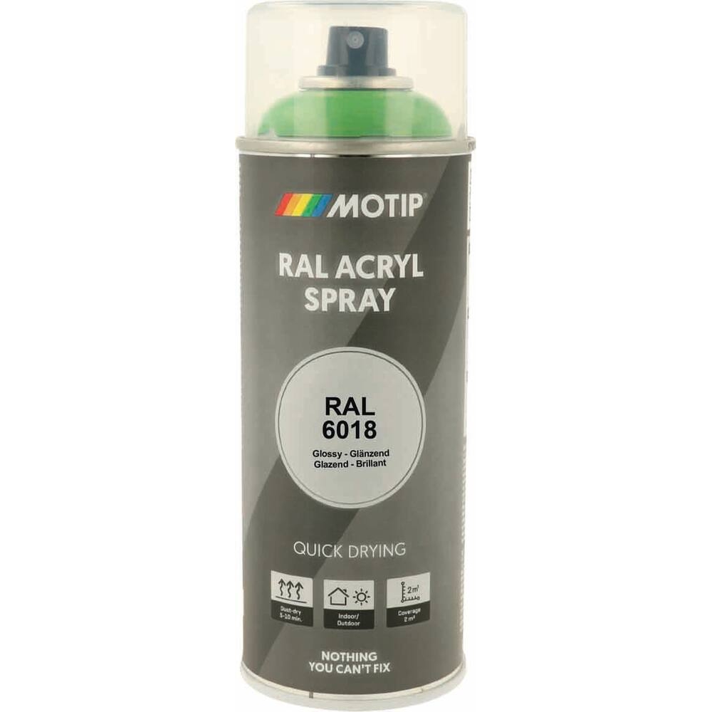 Peinture acrylique RAL 6018 vert jaune - aérosol de 400ml MOTIP - 62630