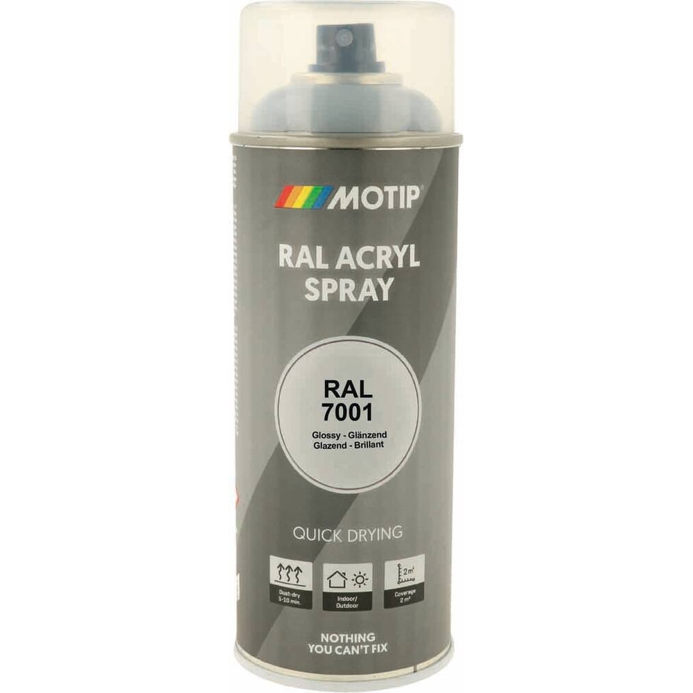 Peinture acrylique RAL 7001 gris argent - aérosol de 400ml MOTIP - 62631