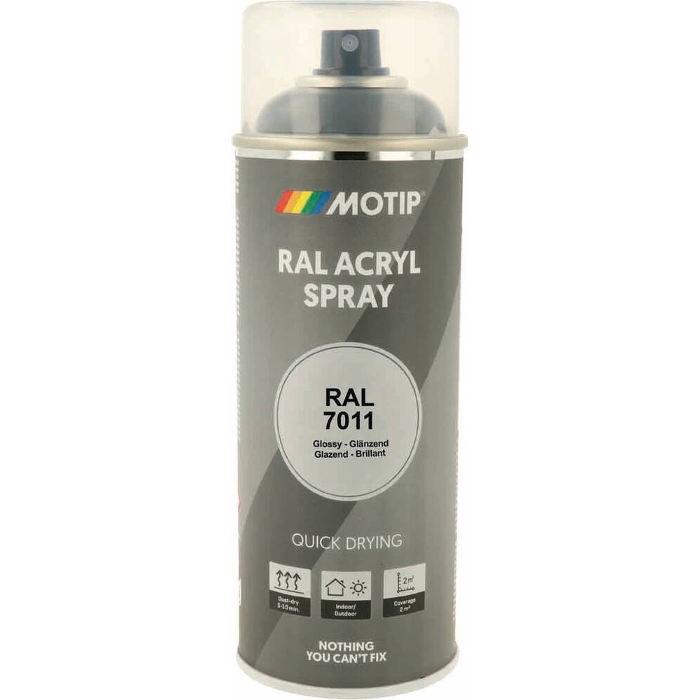 Peinture acrylique RAL 7011 gris fer - aérosol de 400ml MOTIP - 62633