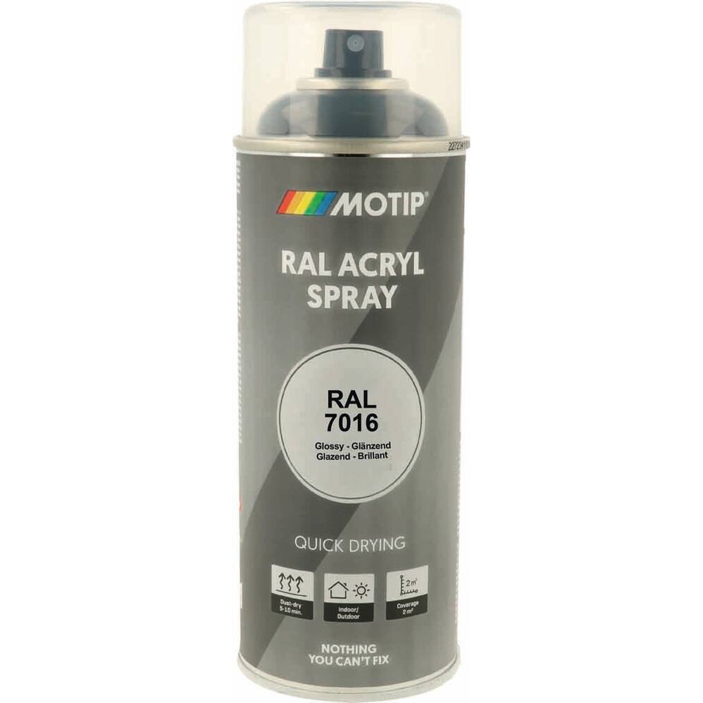 Peinture acrylique RAL 7016 gris anthracite - aérosol de 400ml MOTIP - 62635