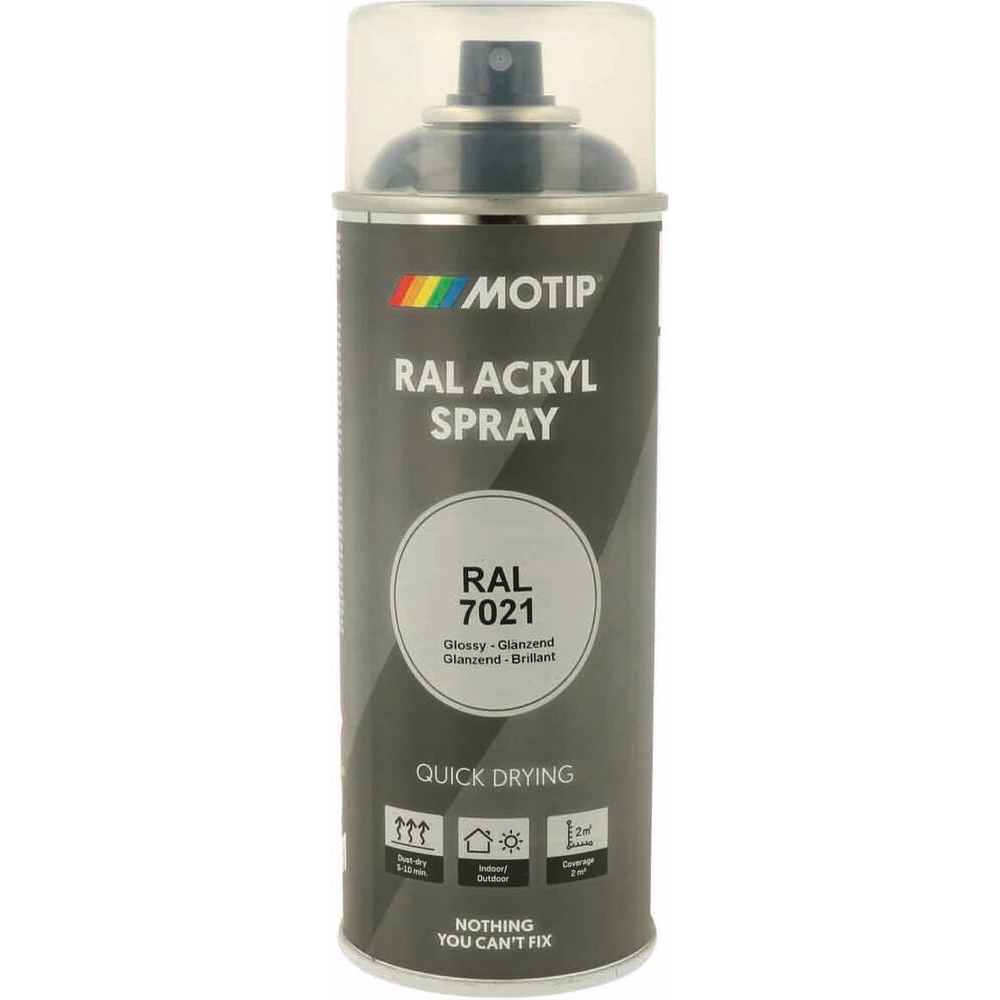Peinture acrylique RAL 7021 gris noir - aérosol de 400ml MOTIP - 62636