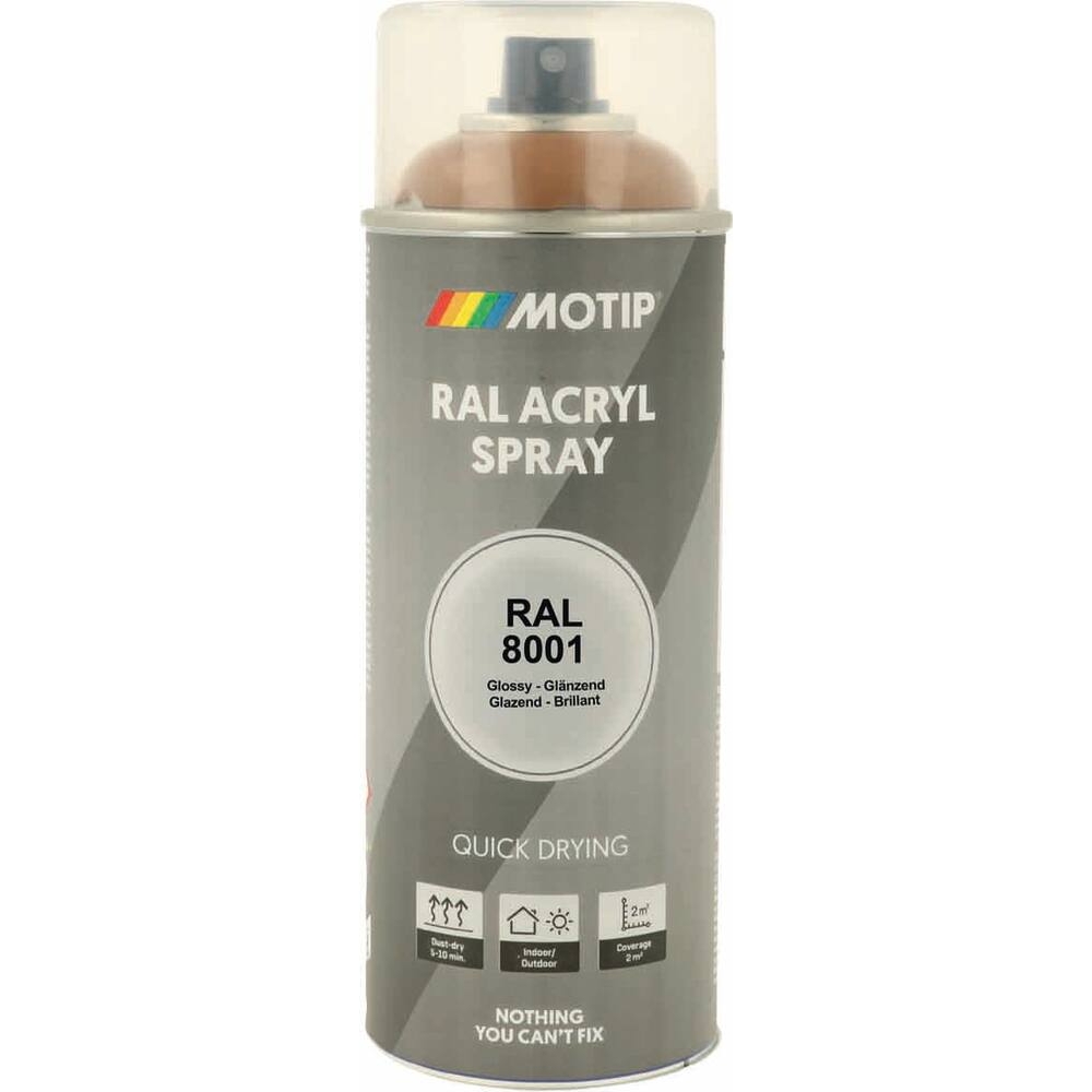 Peinture acrylique RAL 8001 brun terre de sienne - aérosol de 400ml MOTIP - 62641