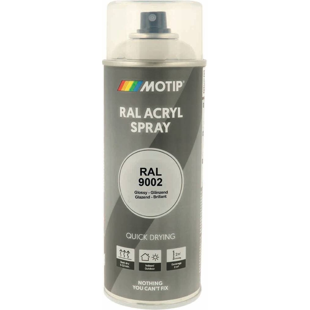 Peinture acrylique RAL 9002 blanc gris - aérosol de 400ml MOTIP - 62643