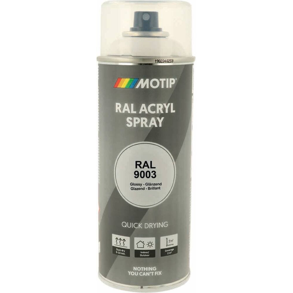 Peinture acrylique RAL 9003 blanc de sécurité - aérosol de 400ml MOTIP - 62644