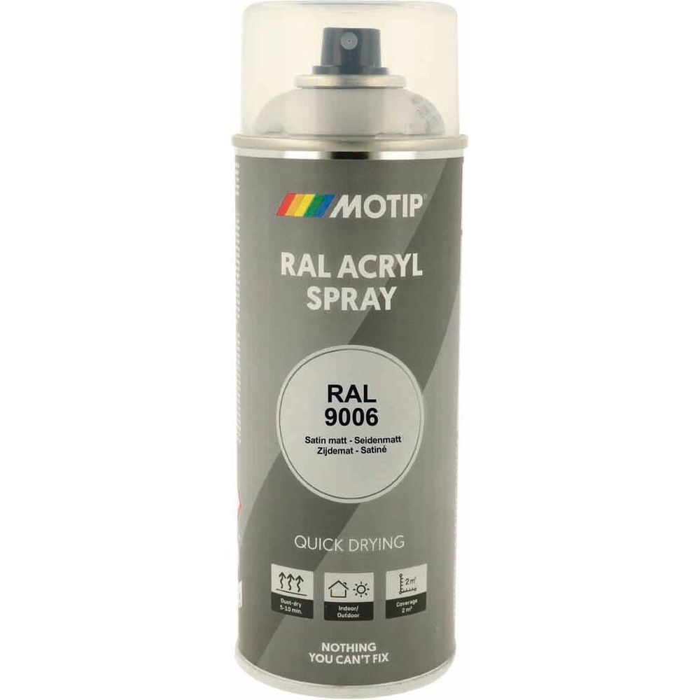 Peinture acrylique RAL 9006 métallisé satiné - aérosol de 400ml MOTIP - 62647