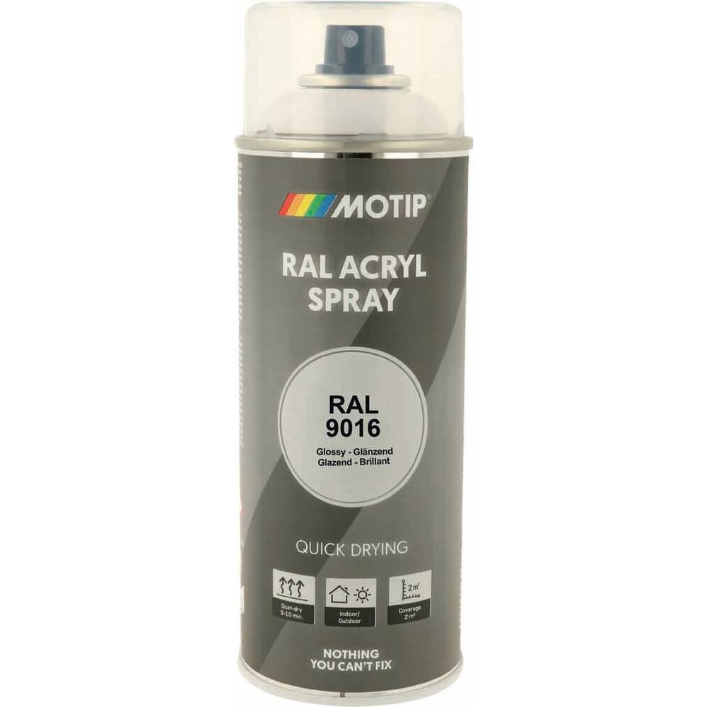 Peinture acrylique RAL 9016 blanc signalisation - aérosol de 400ml MOTIP - 62649