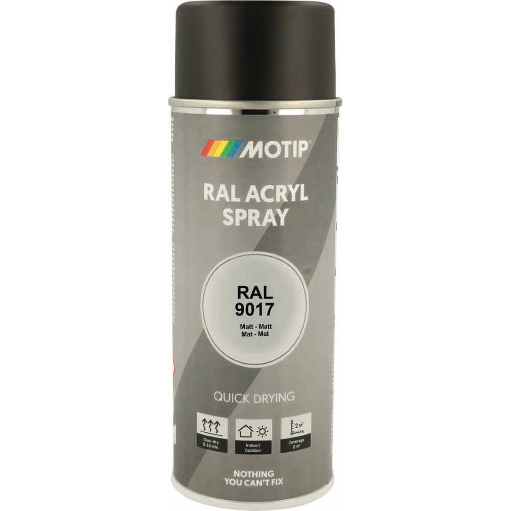 Peinture acrylique RAL 9017 noir signalisation MAT - aérosol de 400ml MOTIP - 62650