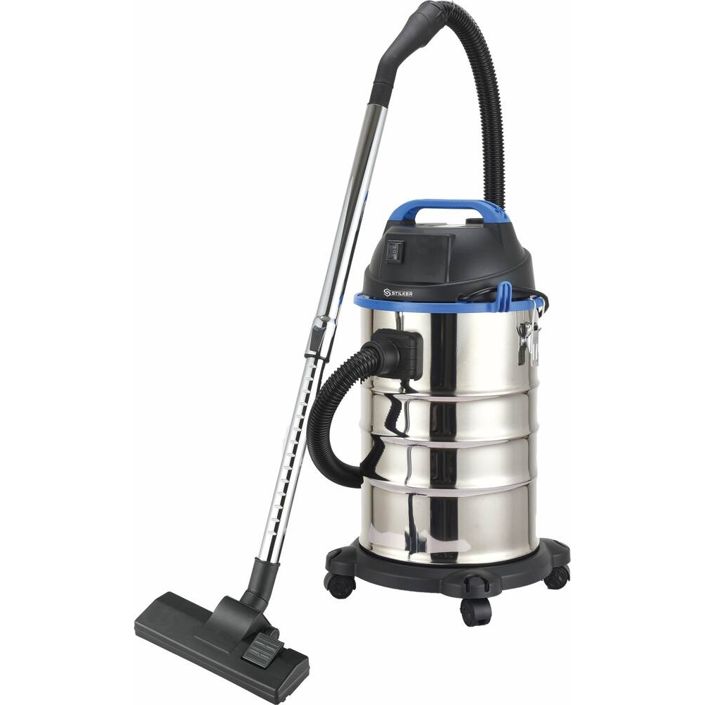 Aspirateur eau et poussières 30L 230V 1200W cuve inox / flexible 2m STILKER - 64750