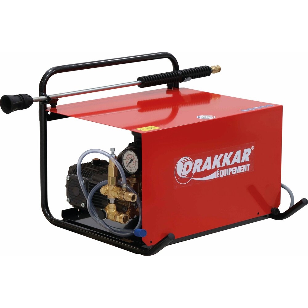 Nettoyeur HP eau froide châssis fixe mural 220V 8 l/min Total Stop avec flexible 10m DRAKKAR EQUIPEMENT - 64760