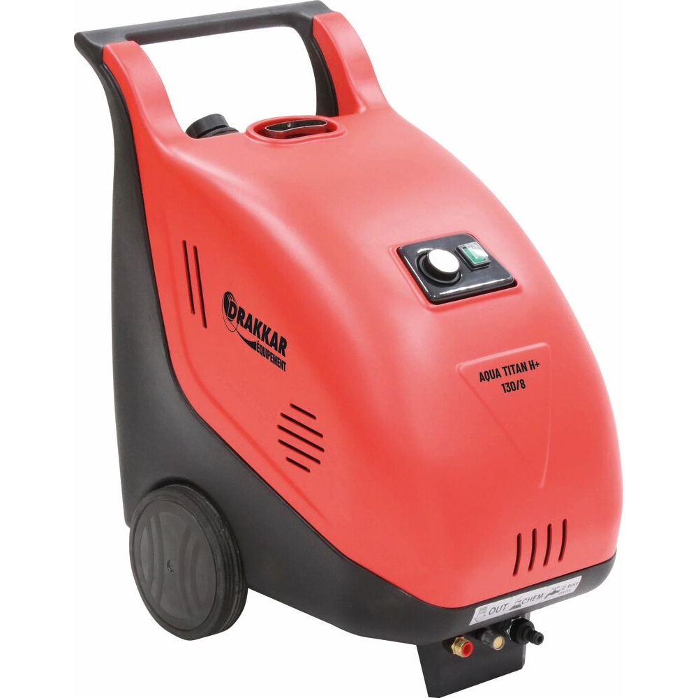 Nettoyeur HP eau chaude 230V 8 l/min 130 bar flexible 10m et total stop DRAKKAR - 64819
