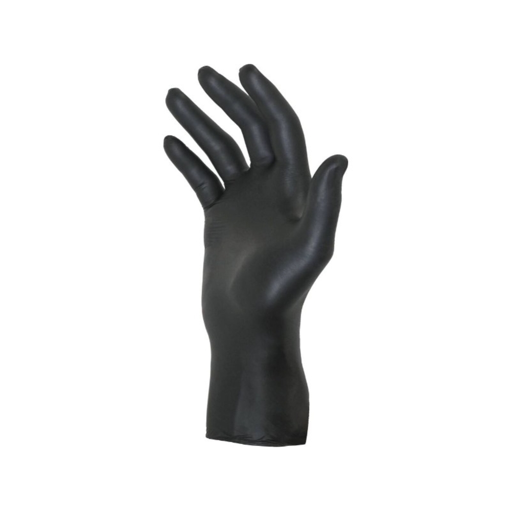Gants jetables ambidextres nitrile 240mm noir T8 - Boîte de 100 pcs NOWEAR - 65001