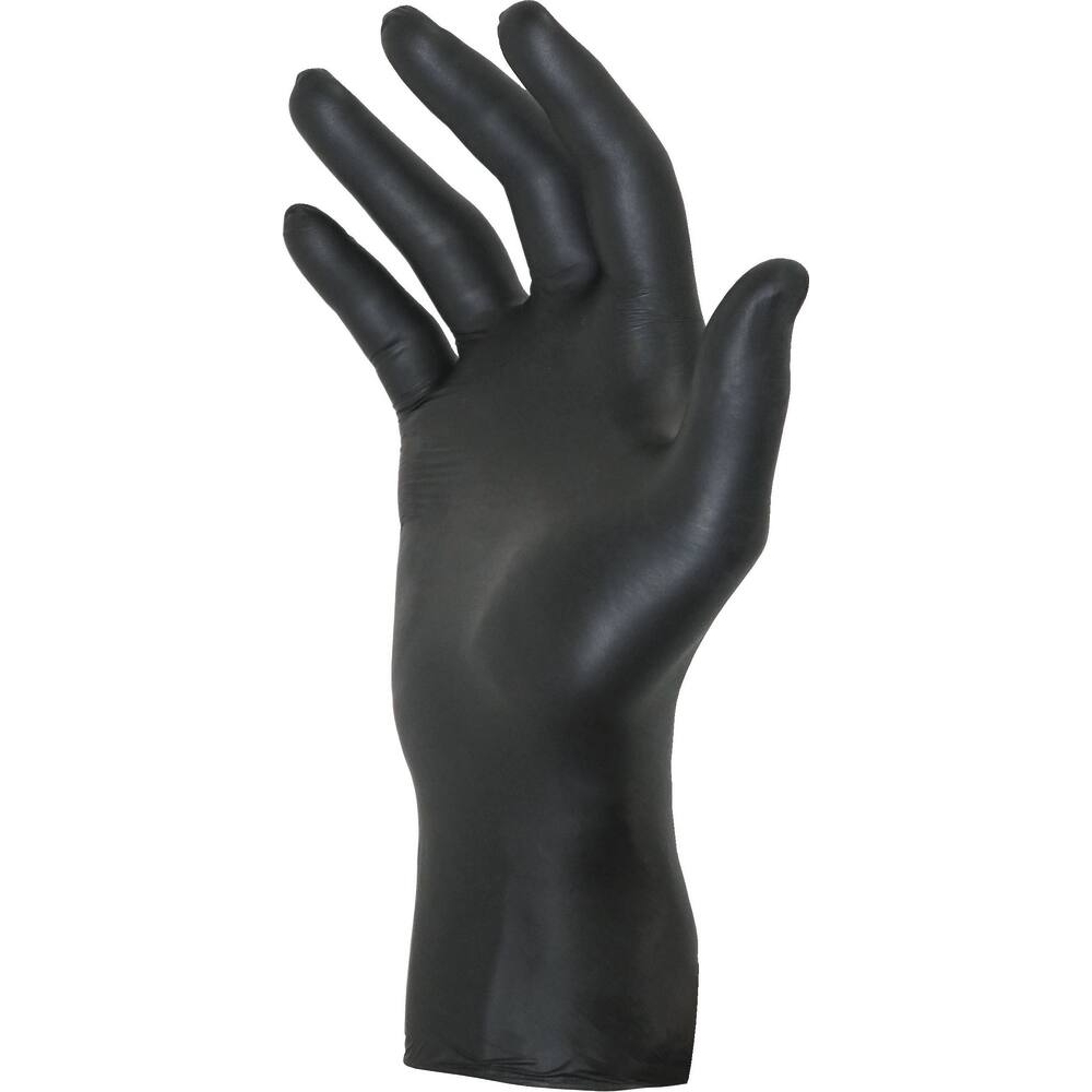 Gants jetables ambidextres nitrile 240mm noir T8 - Boîte de 100 pcs NOWEAR - 65001
