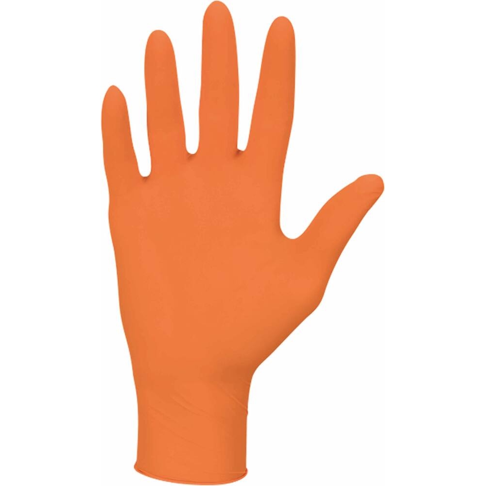 GANTS JETABLES NITRILE ORANGE - NON POUDRE - L - BOITE DE 100PCS - MERCATOR - 65067