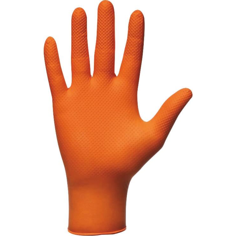 Gants jetables ambidextres nitrile 240mm 0,26mm orange M(8) - Boîte de 50 pcs MERCATOR - 65148