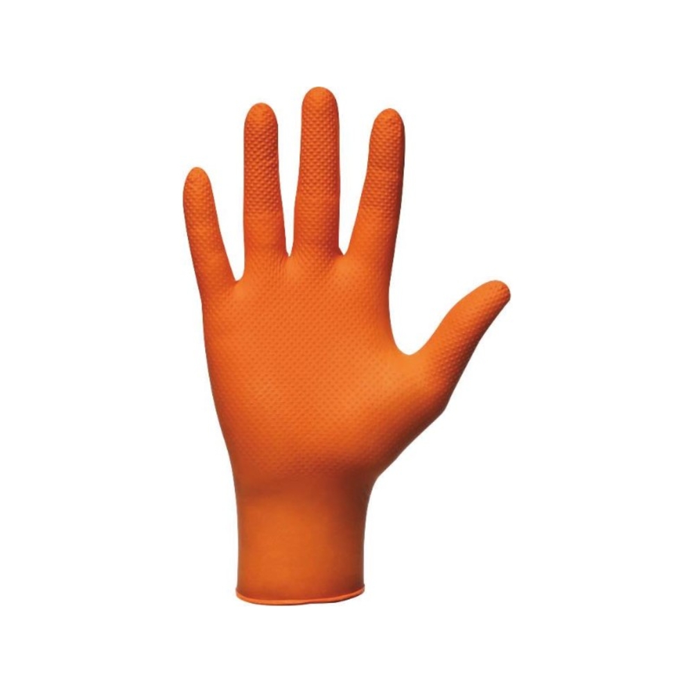 Gants jetables ambidextres nitrile 240mm 0,26mm orange L(9) - Boîte de 50 pcs MERCATOR - 65149