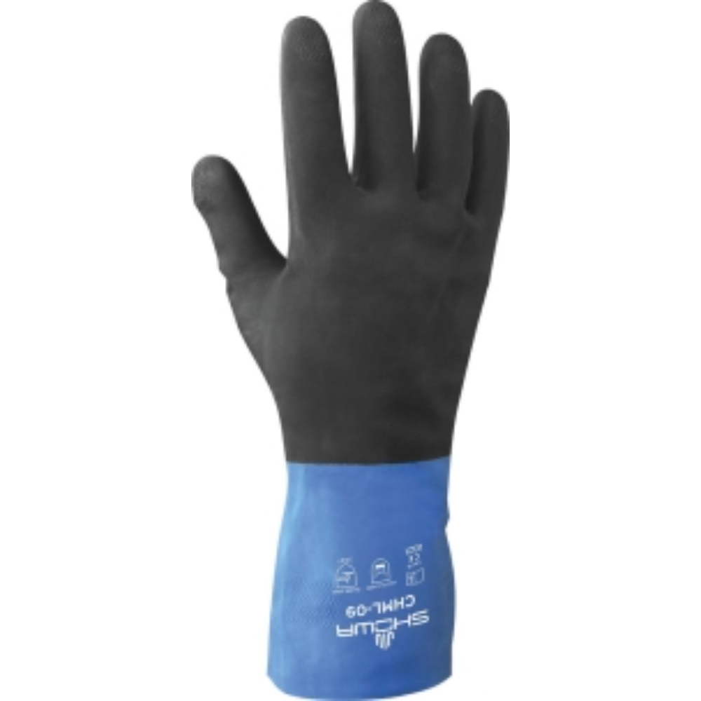 GANT CHIMIQUE 100% ENDUIT NEOPRENE NOIR/BLEU 0,66MM T10 - SHOWA - 65188